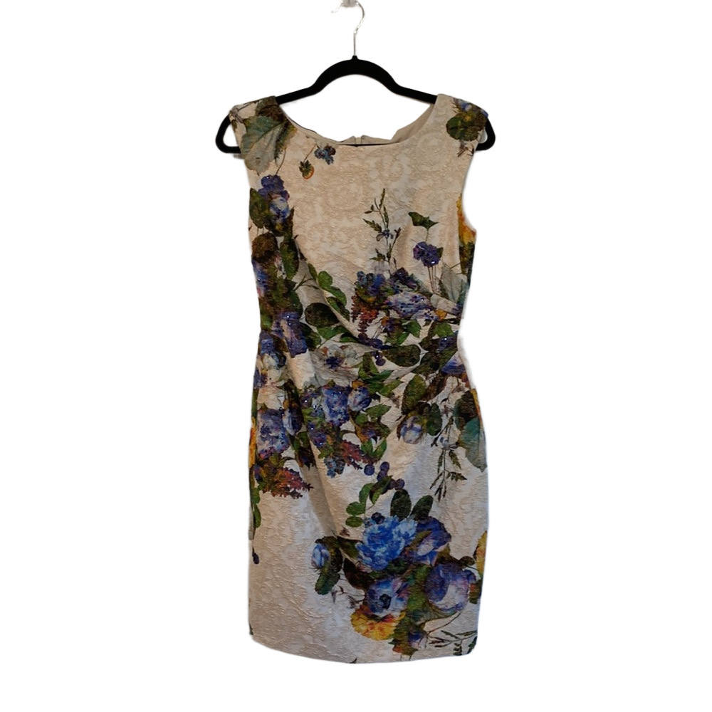 Adrianna Papell fitted floral patterned sleeveless party dress size 4 - Picture 4 of 7